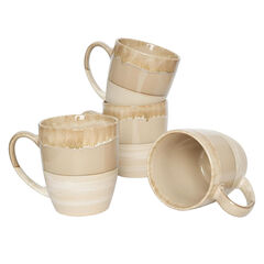 Bosmarlin Ceramic Coffee Mug Set of 4, 16 Oz, Tea Cups, Dishwasher and Microwave Safe, Reactive Glaze (Brown Gray)