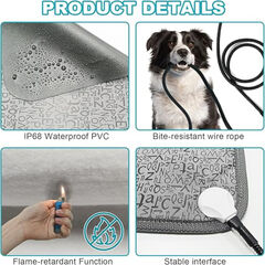 RC SLL Dog Heating Pad, Pet Heated Mats Puppy Heating Pad for Winter, Whelping Box,Waterproof Heated Pet Bed Mat for Dogs with Chew Resistant Steel Cord(Letter, 28 * 18in)