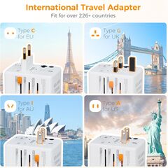 TESSAN 35W Universal Travel Adapter, International Plug Adaptor with 3 USB C and 2 USB A Charging Ports, Worldwide Power Outlet for US to European EU UK AUS Ireland(Type C/G/A/I)