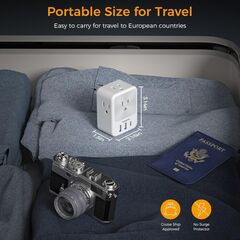 European Travel Plug Adapter 2 Packs, TESSAN Europe International Power Adaptor with 4 Outlets 3 USB Charging Ports (1 USB C), Type C Plug for Germany Iceland Spain Italy France