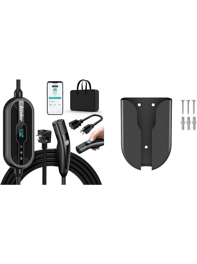 AIMILER Level 2 EV Charger 16A for Nacs Connector/Tesla Cars, ETL Certified + 1 Extra Fix Cover/Protector Cover(Black)
