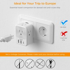 European Travel Plug Adapter 2 Packs, TESSAN Europe International Power Adaptor with 4 Outlets 3 USB Charging Ports (1 USB C), Type C Plug for Germany Iceland Spain Italy France