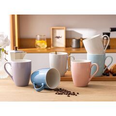 GBHOME 16 oz Large Porcelain Coffee Mugs Set of 6, Light Weight Ceramic Coffee Cups Set Dishwasher & Microwave Safe, Multi-Color