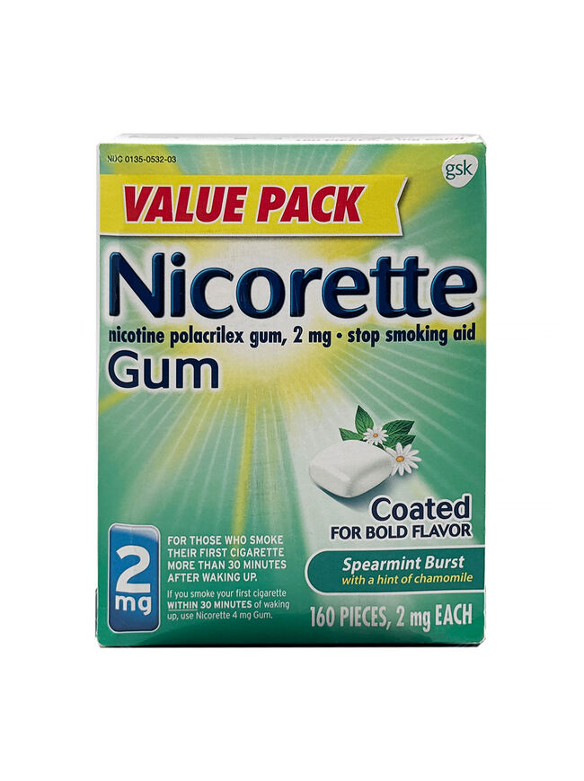 Nicorette Coated Nicotine Gum to Stop Smoking - 2 mg - Spearmint Burst Flavor - 160ct
