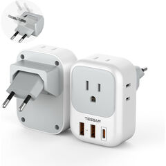 TESSAN European Travel Plug Adapter 2 Packs, Type C Europe Adaptor Foldable