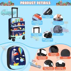 Kids Luggage Travel Set - 18 Inch Suitcase and 13 Inch Backpack