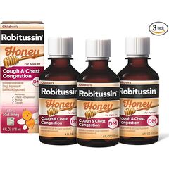 Children's Robitussin Honey Cough and Chest Congestion DM, Children's Cough Medicine Made with Real Honey for Flavor - 4 Fl Oz x 3