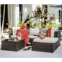 5 Piece Patio Furniture Corner Sofa Set - 3  Colors Available