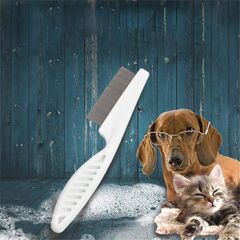 White Flea Comb for Dogs and Cats,Pet Flea Comb,Multifunctional Pet Hair Comb Flea and Tear Stain Removal, Pack of 5