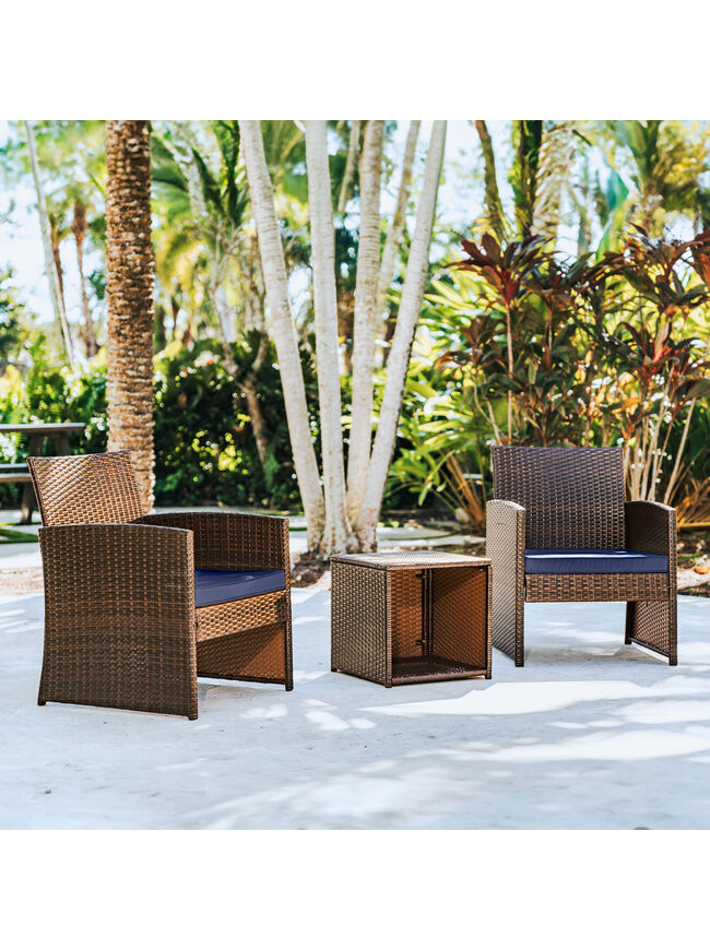 3 Piece Patio Furniture Wicker Conversation Set