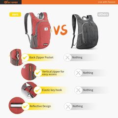 SKYSPER Small Daypack 10L Hiking Backpack Packable Lightweight Travel Day Pack for Women Men (Red)