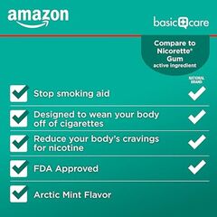Amazon Basic Care Uncoated Nicotine Polacrilex Gum 4 mg, Mint Flavor, Stop Smoking Aid, 220 Count