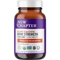 New Chapter Calcium Supplement - Bone Strength Organic Calcium with Magnesium, Vitamin D3+K2, 70+ Trace Minerals for Bone Health, Gluten Free, Easy to Swallow Slim Tablets - 180 Count