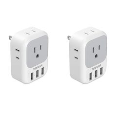 TESSAN US to Japan Plug Adapter 2 Pack, 2 Prong to 3 Prong Outlet Adapter with 4 AC and 3 USB Charger, Type A Travel Power Adaptor for USA to Japanese Tokyo Canada Mexico Philippines Peru China Colombia