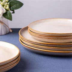 AmorArc Ceramic Dinnerware Sets,Handmade Reactive Glaze Plates and Bowls Set,Highly Chip and Crack Resistant | Dishwasher & Microwave Safe Dishes Set,Service for 4 (12pc)