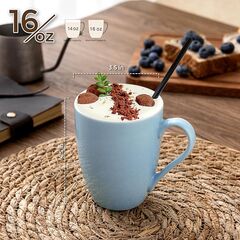 GBHOME 16 oz Large Porcelain Coffee Mugs Set of 6, Light Weight Ceramic Coffee Cups Set Dishwasher & Microwave Safe, Multi-Color