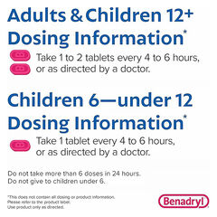 Benadryl Ultratabs Allergy Relief Medicine, 25 mg Diphenhydramine HCl Antihistamine Tablets For Relief of Cold & Allergy Symptoms Like Sneezing, Runny Nose, & Itchy Eyes & Throat, 100 ct