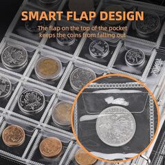 Coin Collection Album Holder for Collectors, 400 Pockets Fireproof Coin Collection Book & 36 Paper Money Organizer Binder for Coin Currency Collection Supplies Blue