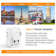 TESSAN European Travel Plug Adapter 2 Packs, Type C Europe Adaptor Foldable