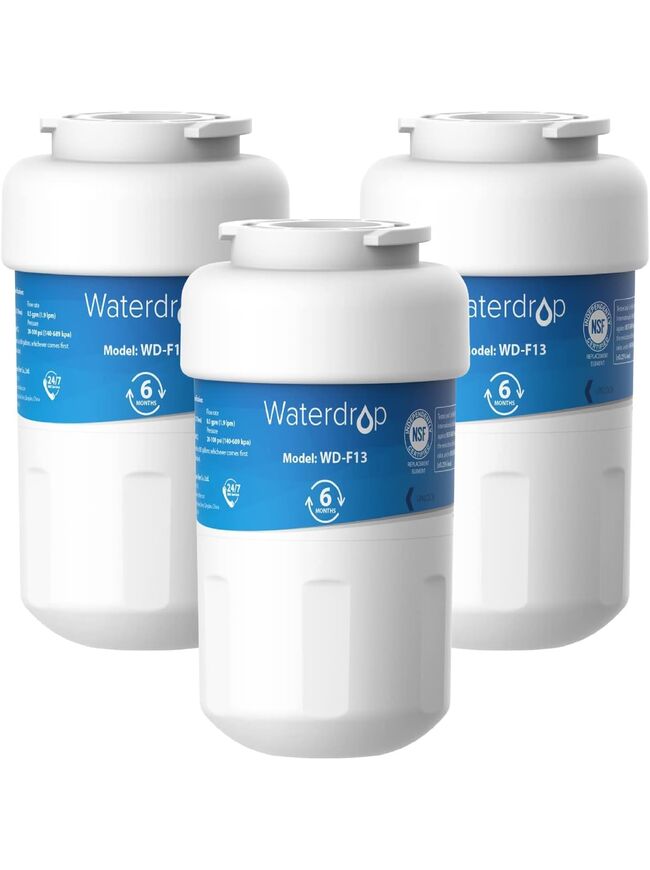 Waterdrop WD-F13 Replacement for GE® MWF®, SmartWater® MWFP, MWFINT, MWFA, GWF, HDX FMG-1, Kenmore® 9991, GSE25GSHECSS, WFC1201 Water Filter, 3 Pack