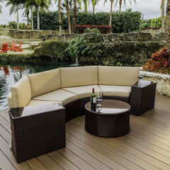 4 Piece Patio Conversation Semi Circle Sofa Set