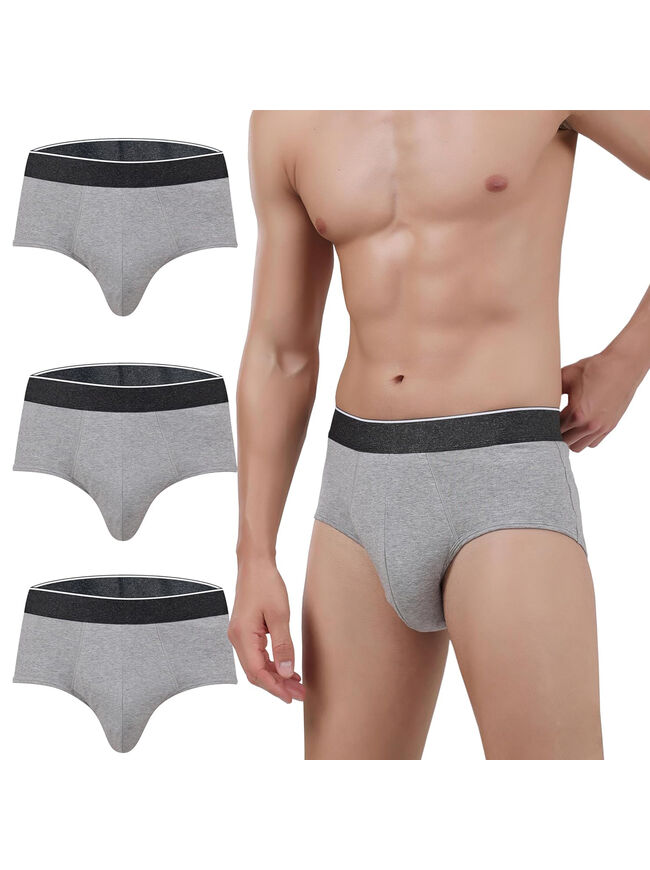 AIRCUTE Men Urinary Incontinence Underwear Washable Super Absorbency Briefs for Bladder Leak 160 ML 3 Pack (3 Gray, 3X-Large)