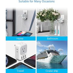 TESSAN US to Japan Plug Adapter 2 Pack, 2 Prong to 3 Prong Outlet Adapter with 4 AC and 3 USB Charger, Type A Travel Power Adaptor for USA to Japanese Tokyo Canada Mexico Philippines Peru China Colombia