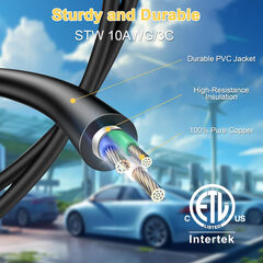 20ft EV Charger Adapter Cord Compatible with NEMA 10-30P to 14-50R, 30 Amp 3 Prong Dryer to 50 Amp 4 Prong EV Only for Tesla or EV Level 2 Charging, EV Extension Cord with Handle, ETL Listed