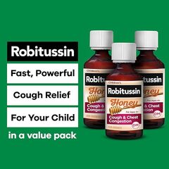 Children's Robitussin Honey Cough and Chest Congestion DM, Children's Cough Medicine Made with Real Honey for Flavor - 4 Fl Oz x 3