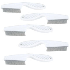 White Flea Comb for Dogs and Cats,Pet Flea Comb,Multifunctional Pet Hair Comb Flea and Tear Stain Removal, Pack of 5