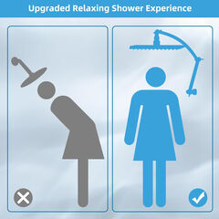 Hibbent All Metal Rain Shower Head, 12'' High Pressure Rainfall Square Showerhead with 16" Shower Head Extension Arm, Solid Brass Adjustable Shower Arm Extender, Waterfall fixed Showerheads, Chrome