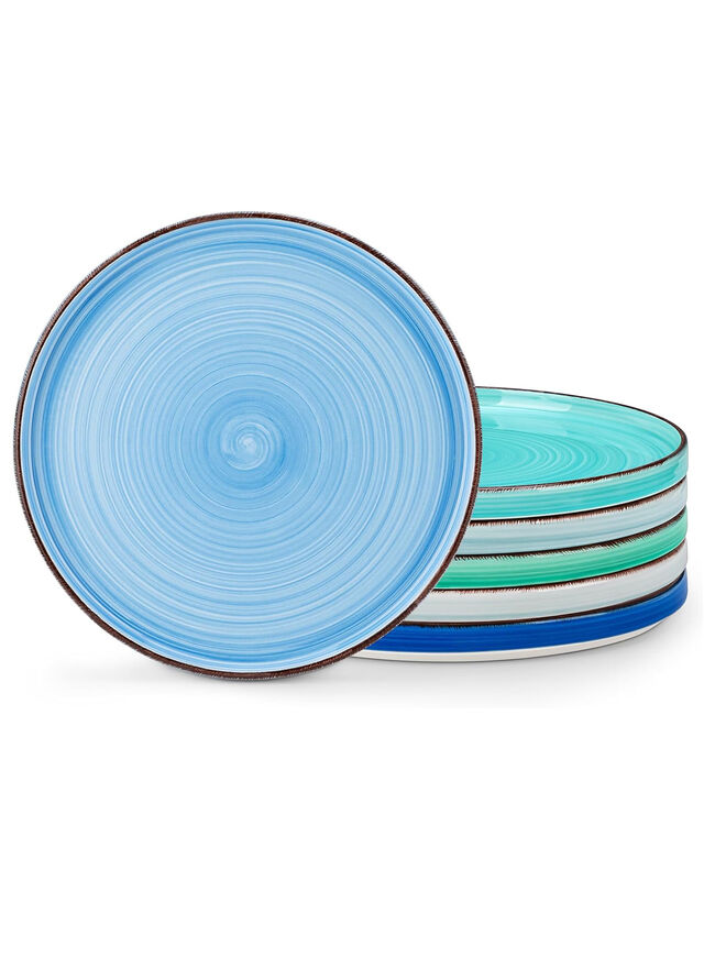 vancasso Bonita 10.5 Inch Dinner Plates, Ceramic Dinner Plate Set, Dinner Plates Set of 6, Large Dinnerware Plates for Kitchen, Microwave, Oven and Dishwasher Safe, Blue