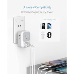 TESSAN US to Japan Plug Adapter 2 Pack, 2 Prong to 3 Prong Outlet Adapter with 4 AC and 3 USB Charger, Type A Travel Power Adaptor for USA to Japanese Tokyo Canada Mexico Philippines Peru China Colombia
