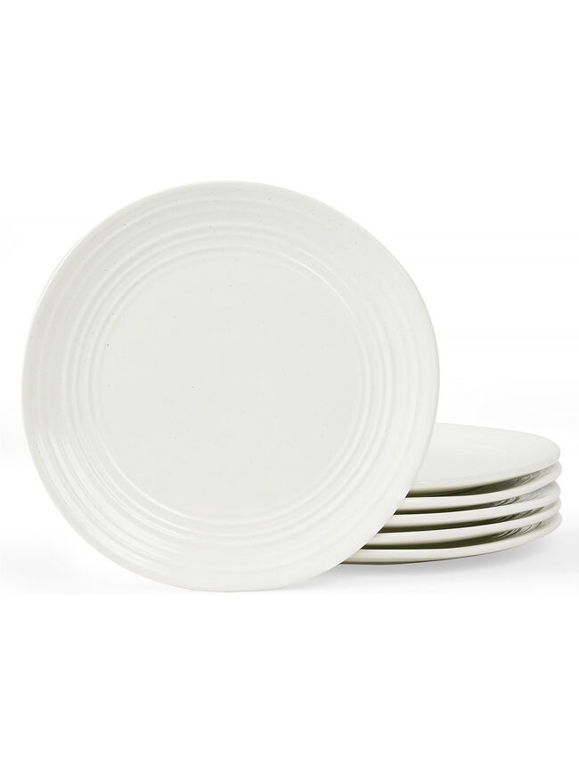 Famiware Dinner Plates, 10.25 Inch Plate Set for 6, Reactive Glaze Speckled Hand-made Ceramic Plates, Microwave & Dishwasher Safe, Scratch Resistant, Twilight Series, White