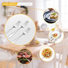 SANTUO Stainless Steel Teaspoon and Dessert Forks Set, Stainless Steel Silverware set of 8, Mirror Polished & Dishwasher Safe
