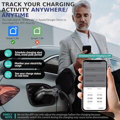 AIMILER Level 2 Tesla Charger(Wireless WiFi APP), 240V, 32 Amp, NEMA 14-50 Plug, 25ft Cord - Portable/Home NACS Connector Electric Car(EV) Charger for Tesla - Compatible with Tesla Model X/Y/3/S