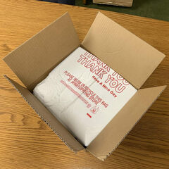 HDPE Handled T-Shirt Bags, Grocery Bags, White with "Thank You" Print, 11.5" x 6.5" x 21", 0.47 mil, 1/6 BBL - 1 case of 1000 bags