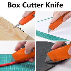 TIFICAL 2Pack Utility Knife Box Cutter Retractable Blade Heavy Duty (Orange)