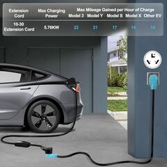 CircleCord UL Listed 3 Prong 25 Feet Dryer/EV Extension Cord, 30 Amp NEMA 10-30P/R, Suit for Level 2 EV Charging Such as Tesla Model 3/X/Y/S and 3 Prong Dryer, 125V/250V STW 10 Gauge