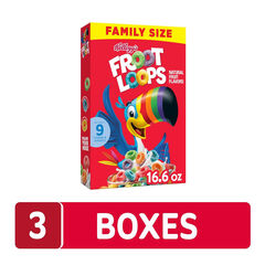 Kellogg’s Froot Loops Breakfast Cereal, Kids Cereal, Family Breakfast, Family Size, Original (3 Boxes)