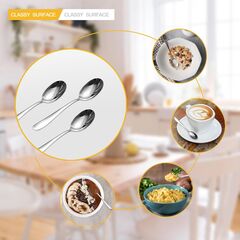 SANTUO Stainless Steel Teaspoon and Dessert Forks Set, Stainless Steel Silverware set of 8, Mirror Polished & Dishwasher Safe
