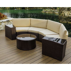 4 Piece Patio Conversation Semi Circle Sofa Set