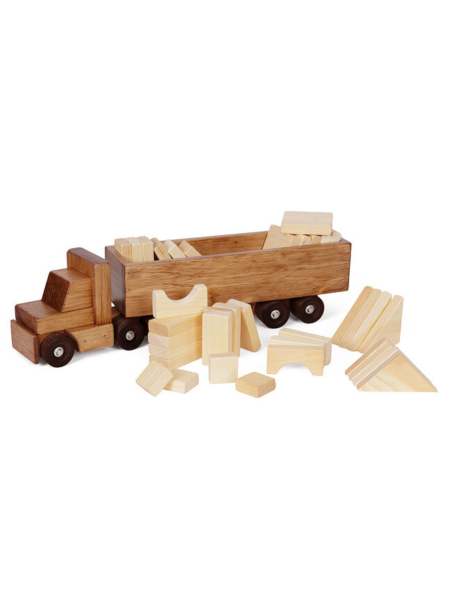 American Made Wooden Toy Truck - Cargo With Blocks Set