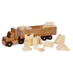 American Made Wooden Toy Truck - Cargo With Blocks Set