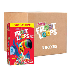 Kellogg’s Froot Loops Breakfast Cereal, Kids Cereal, Family Breakfast, Family Size, Original (3 Boxes)